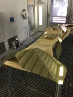 Réalisation peinture encre or sur toles inox pour la réalisation d'une banque d'accueil  en collaboration avec l'entreprise METALOBIL de Rezé (10)