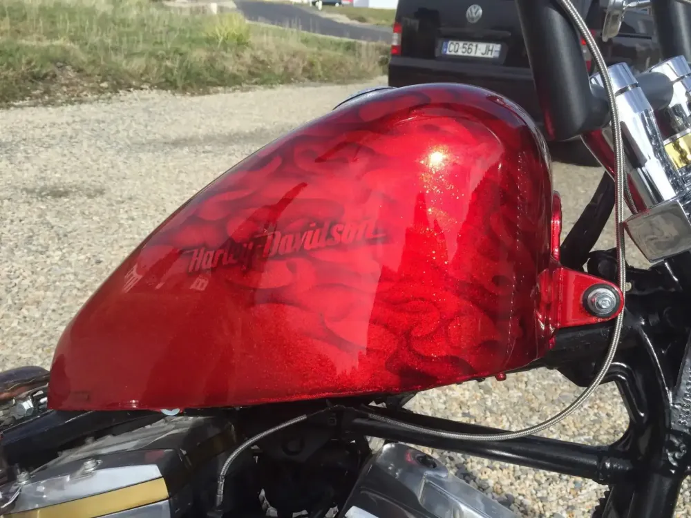 Harley – Metal flakes Candy Red, flammes True Fire (8)