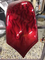 Harley – Metal flakes Candy Red, flammes True Fire (13)