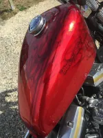 Harley – Metal flakes Candy Red, flammes True Fire (15)