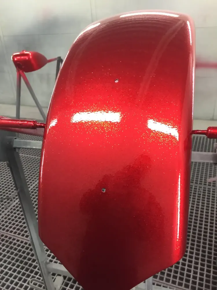 Harley – Metal flakes Candy Red, flammes True Fire (17)