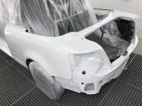 AUDI A4 CABRIOLET Réparation, changement d'aile arrière gauche , puis préparation complète pour changement de couleur en blanc opaque audi (10)
