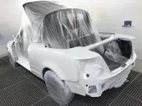 AUDI A4 CABRIOLET Réparation, changement d'aile arrière gauche , puis préparation complète pour changement de couleur en blanc opaque audi (13)