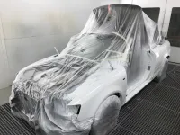 AUDI A4 CABRIOLET Réparation, changement d'aile arrière gauche , puis préparation complète pour changement de couleur en blanc opaque audi (16)