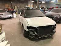 AUDI A4 CABRIOLET Réparation, changement d'aile arrière gauche , puis préparation complète pour changement de couleur en blanc opaque audi (21)