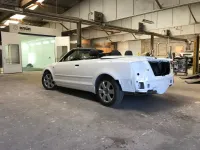 AUDI A4 CABRIOLET Réparation, changement d'aile arrière gauche , puis préparation complète pour changement de couleur en blanc opaque audi (22)