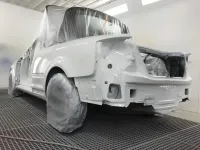 AUDI A4 CABRIOLET Réparation, changement d'aile arrière gauche , puis préparation complète pour changement de couleur en blanc opaque audi (26)