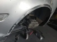 AUDI A4 CABRIOLET Réparation, changement d'aile arrière gauche , puis préparation complète pour changement de couleur en blanc opaque audi (34)