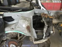 AUDI A4 CABRIOLET Réparation, changement d'aile arrière gauche , puis préparation complète pour changement de couleur en blanc opaque audi (45)