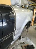 AUDI A4 CABRIOLET Réparation, changement d'aile arrière gauche , puis préparation complète pour changement de couleur en blanc opaque audi (49)
