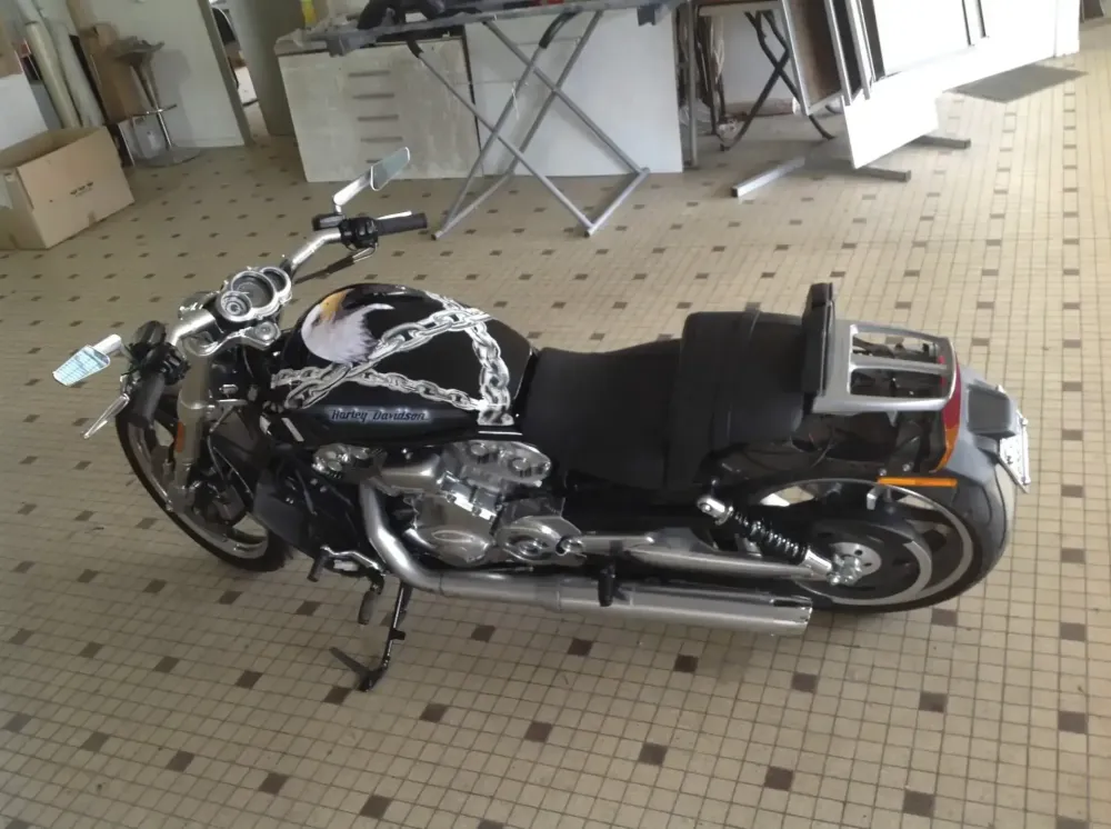 Harley V-Rod Muscle – Aérographie aigle & chaînes (3)