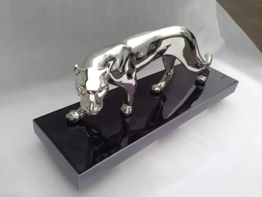 Chromage statuette bronze & marbre-9