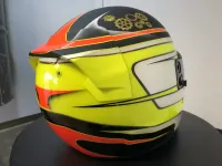 Casque karting – Fluo mat brillant & feuilles d’or (29)