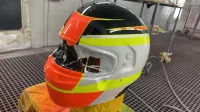 Casque karting – Fluo mat brillant & feuilles d’or (37)