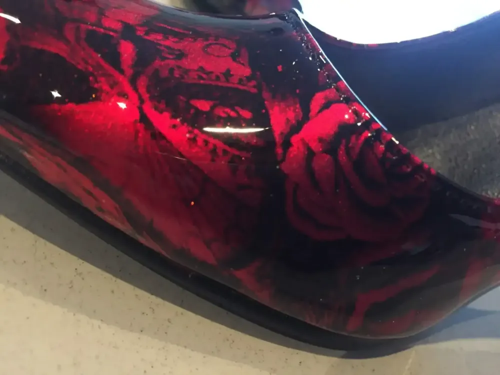 Hydrographie sur escarpins – Tattoo candy rouge-6