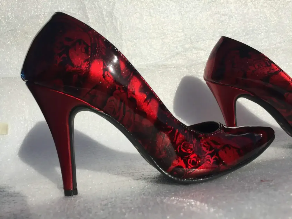 Hydrographie sur escarpins – Tattoo candy rouge-8