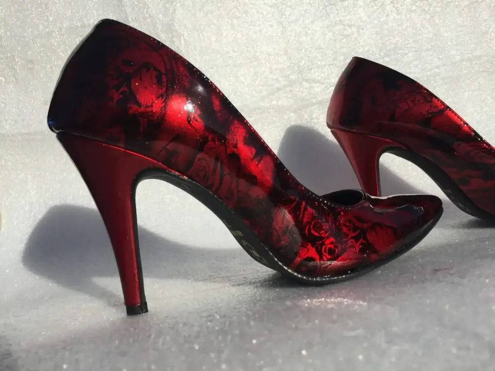 Hydrographie sur escarpins – Tattoo candy rouge-3