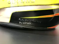 Casque karting – Fluo mat brillant & feuilles d’or (24)