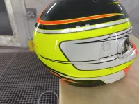 Casque karting – Fluo mat brillant & feuilles d’or (10)