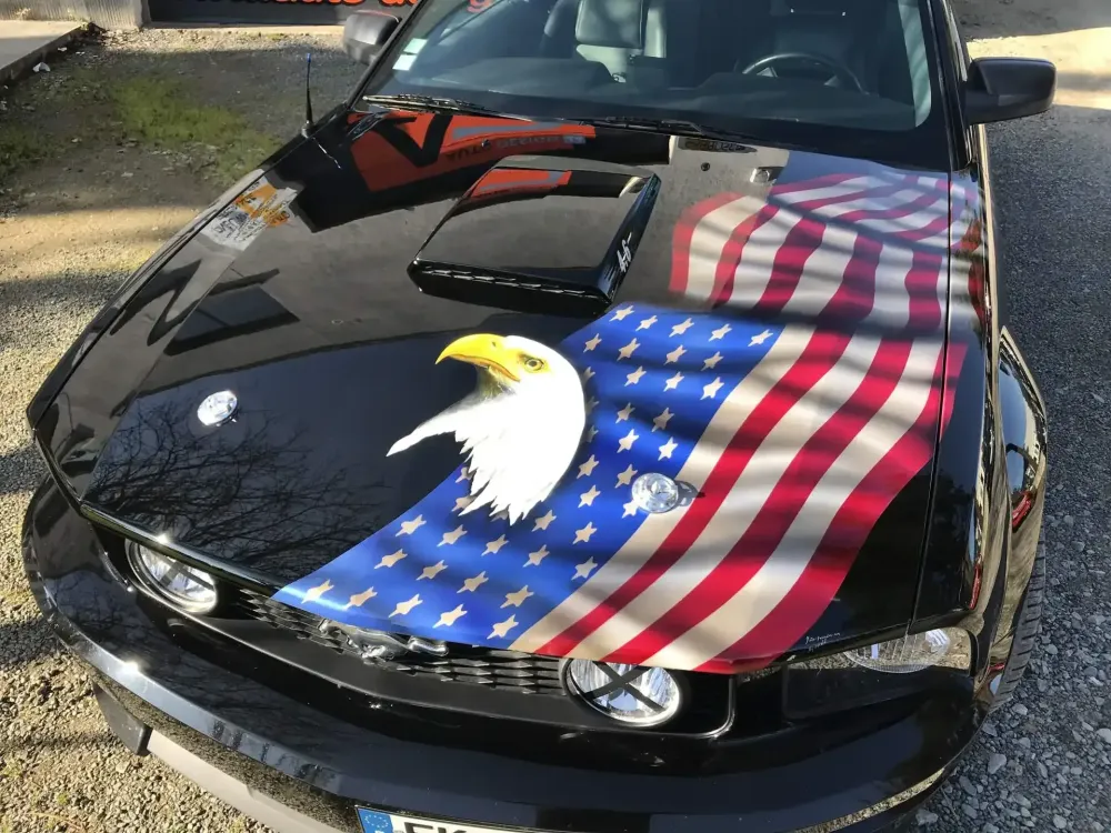 Mustang – Aérographie drapeau américain & aigle-51