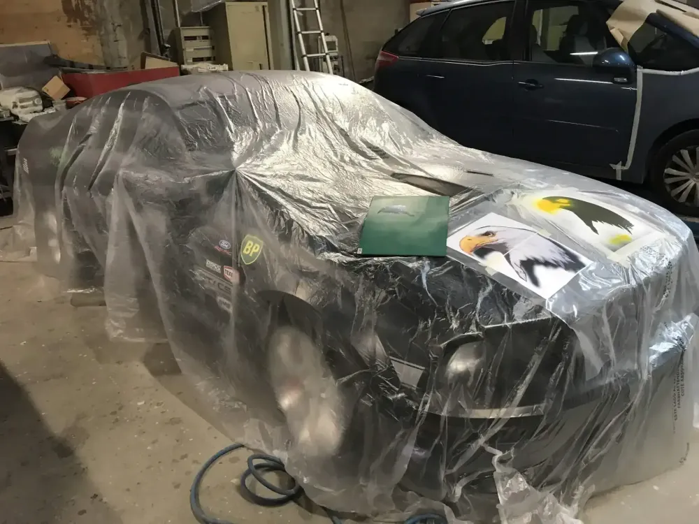 Mustang – Aérographie drapeau américain & aigle-1