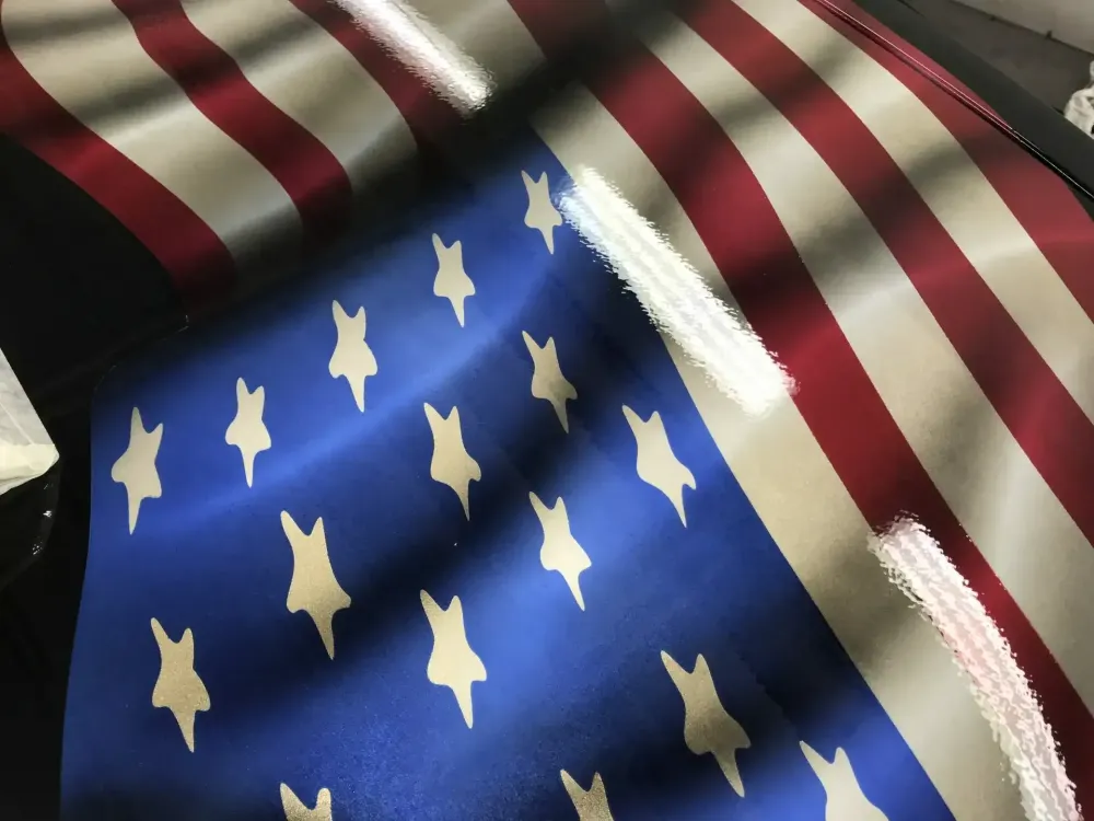 Mustang – Aérographie drapeau américain & aigle-45