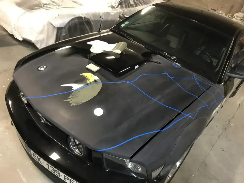 Mustang – Aérographie drapeau américain & aigle-17
