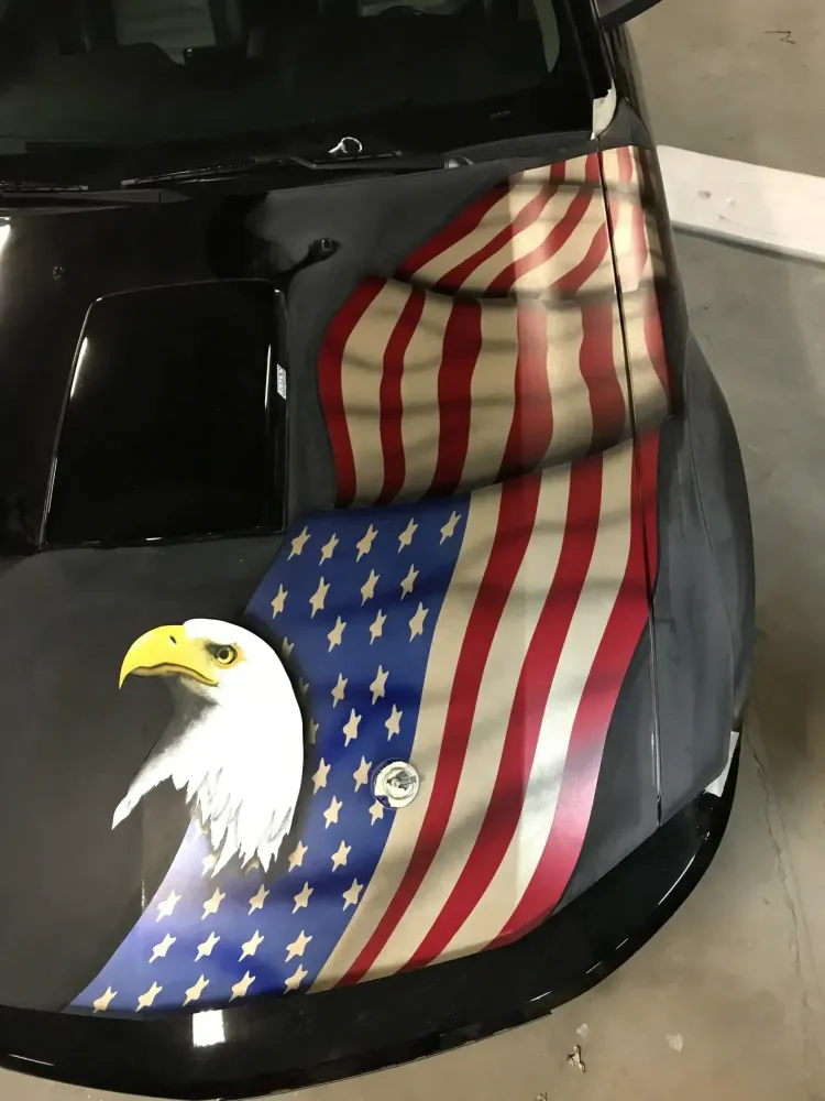 Mustang – Aérographie drapeau américain & aigle-25
