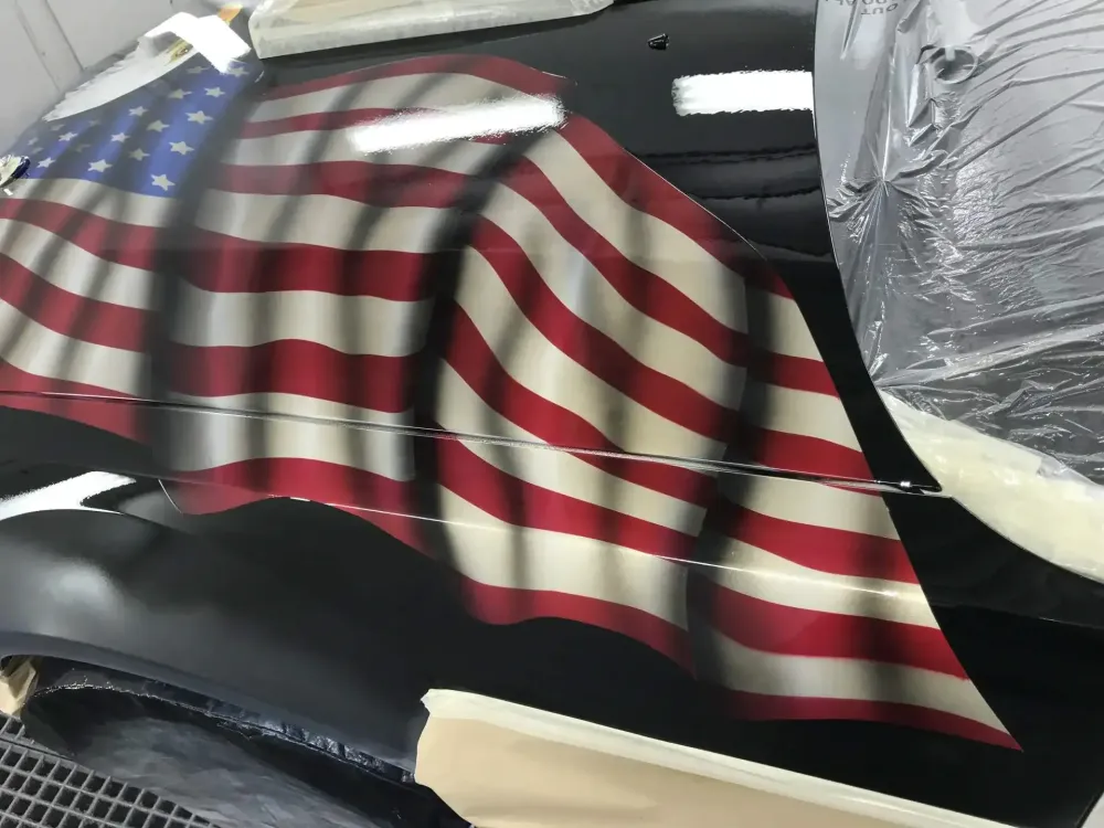 Mustang – Aérographie drapeau américain & aigle-42