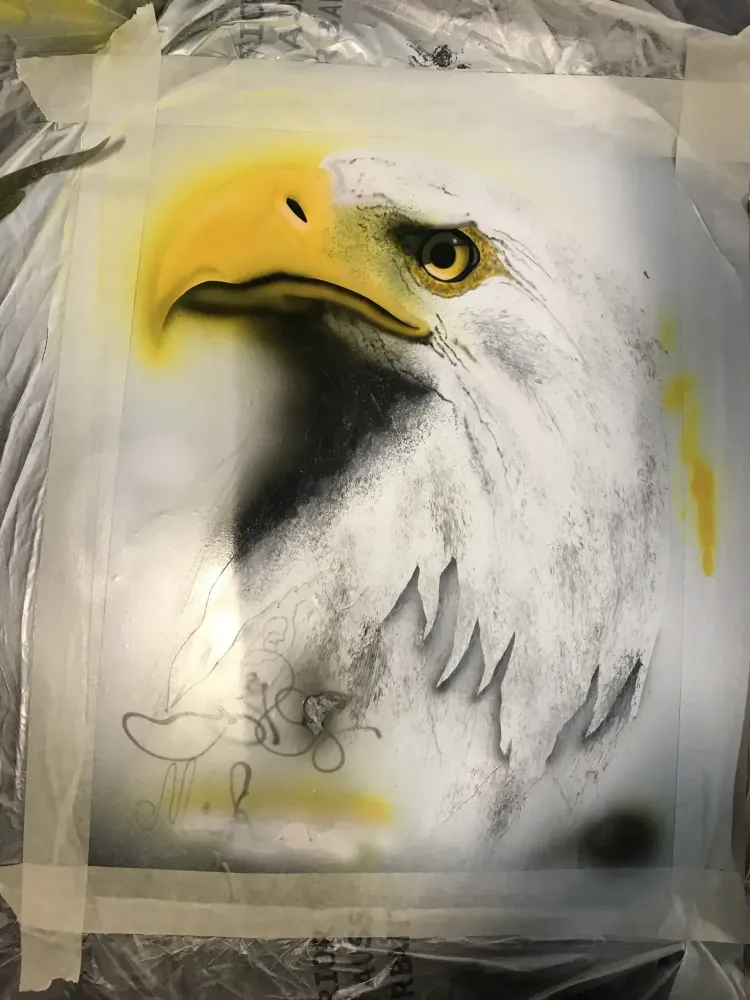 Mustang – Aérographie drapeau américain & aigle-7