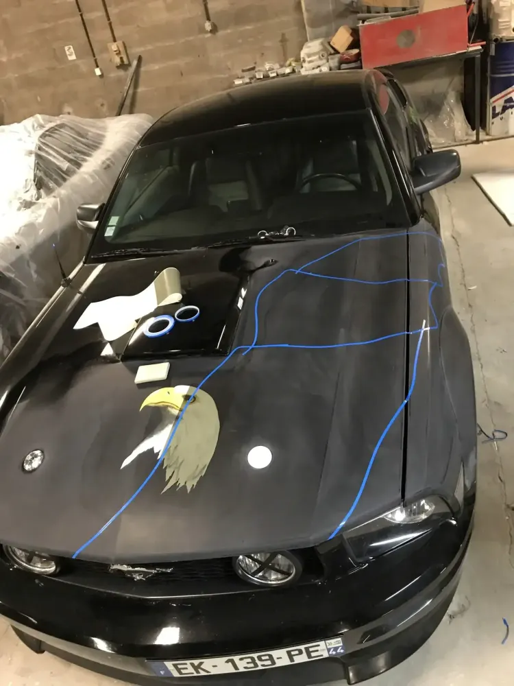 Mustang – Aérographie drapeau américain & aigle-18