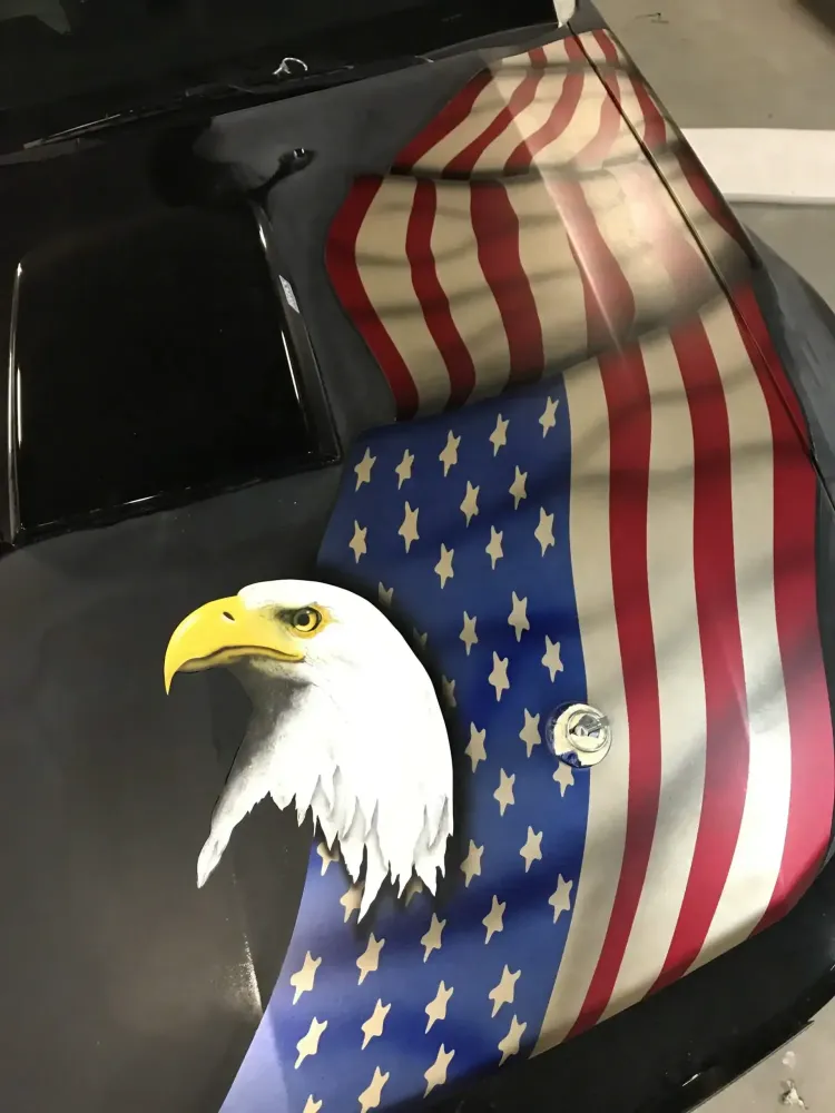 Mustang – Aérographie drapeau américain & aigle-26