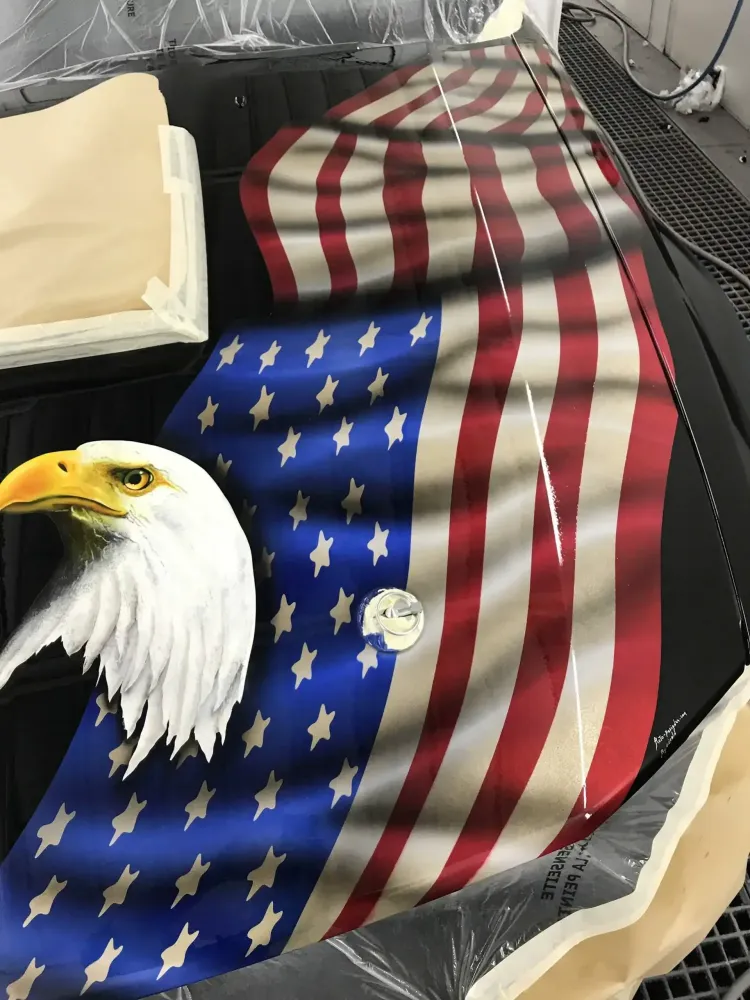 Mustang – Aérographie drapeau américain & aigle-33