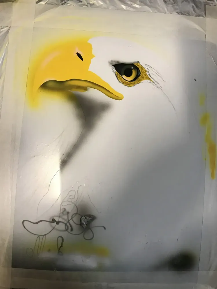 Mustang – Aérographie drapeau américain & aigle-5