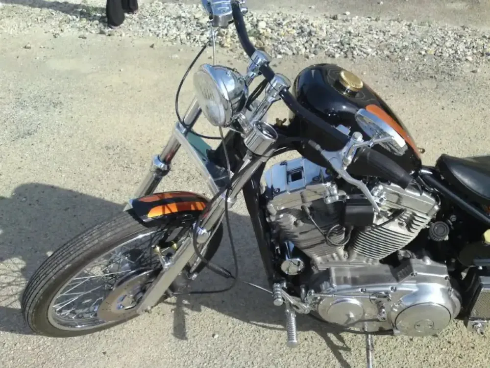 Harley Davidson – Peinture orange candy & paillettes or (5)