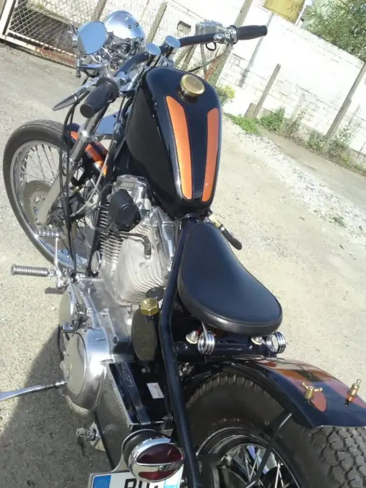 Harley Davidson – Peinture orange candy & paillettes or (11)