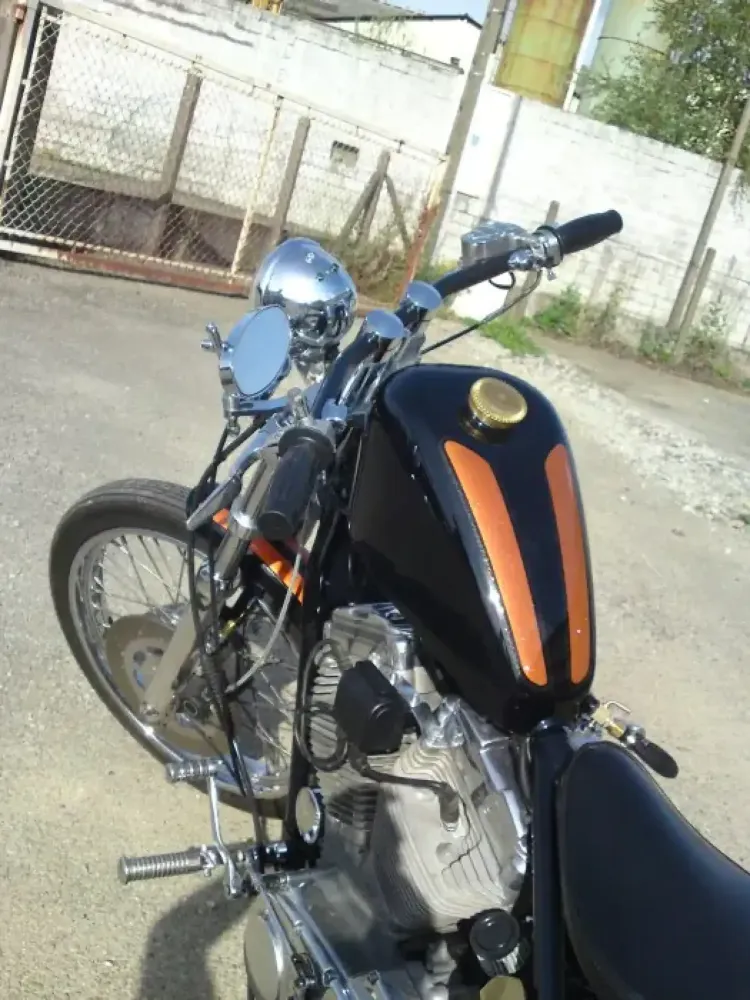 Harley Davidson – Peinture orange candy & paillettes or (15)