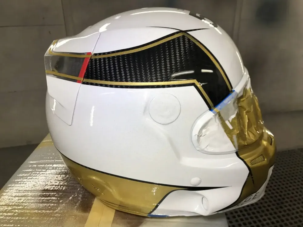 Casque compétition carbone – Or & blanc (38)