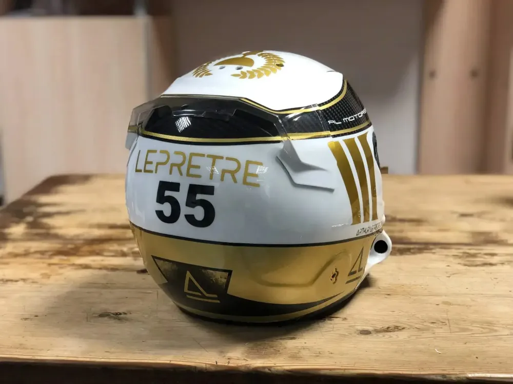 Casque compétition carbone – Or & blanc (42)