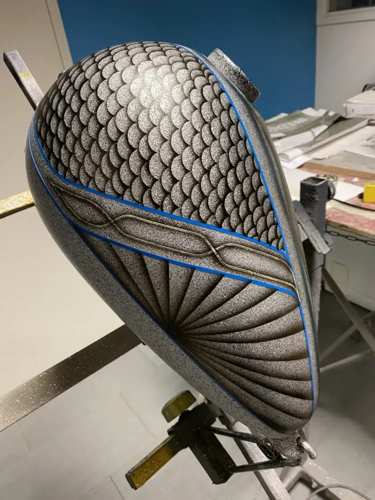 Harley Chopper – Metal flakes, candy et feuilles d’or (4)